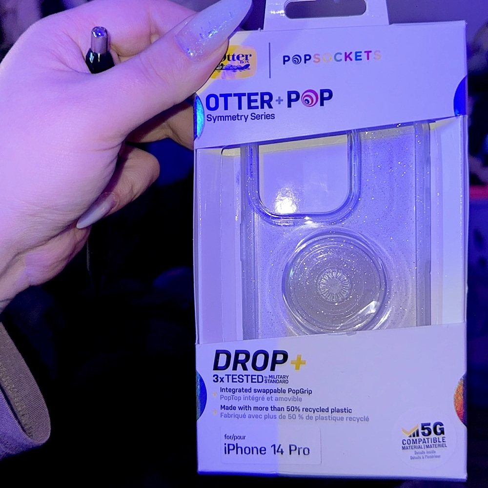 IPhone 14 Pro otterbox popsocket case symmetry series in starlight